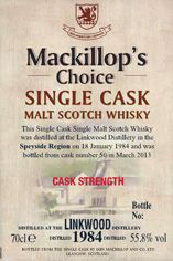 1984 Linkwood, Speyside, Single Malt Whisky, 55.8% 1984 Linkwood, Speyside, Single Malt Whisky, 55.8%