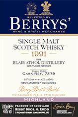 1991 Berrys' Own Selection Blair Athol, Highlands, Single Malt Whisky, 46% 1991 Berrys' Own Selection Blair Athol, Highlands, Single Malt Whisky, 46%