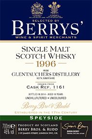 1996 Berrys' Own Selection Glentauchers, Cask 1161, Malt Whisky, 46.0% 1996 Berrys' Own Selection Glentauchers, Cask 1161, Malt Whisky, 46.0%