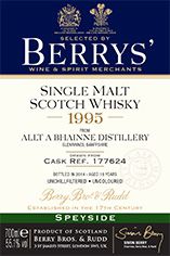 1995 Berrys' Own Selection, Allt-á-Bhainne, Malt Whisky, 55.1% 1995 Berrys' Own Selection, Allt-á-Bhainne, Malt Whisky, 55.1%