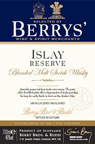 Berrys' Islay Reserve, Blended Malt Whisky (46%) Berrys' Islay Reserve, Blended Malt Whisky (46%)