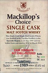 1989 Tamdhu, Speyside, Single Malt Scotch Whisky (45.4%) 1989 Tamdhu, Speyside, Single Malt Scotch Whisky (45.4%)