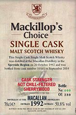 1992 Macallan, Speyside, Single Malt Whisky, 50.8% 1992 Macallan, Speyside, Single Malt Whisky, 50.8%