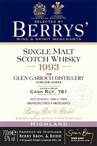 1993 Berrys' Own Selection Glen Garioch, Cask 781, Single Malt Whisky, 57.0% 1993 Berrys' Own Selection Glen Garioch, Cask 781, Single Malt Whisky, 57.0%